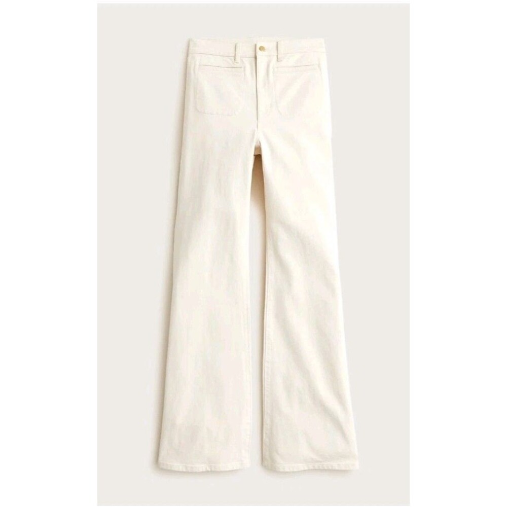 J.Crew Tall '96 Vintage Flare High Rise Stretch Jeans Ecru Wash CF224 Size 32T